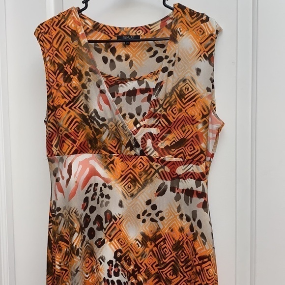 Renuar sleeveless lined orange animal print abstract dress size large - Picture 5 of 9